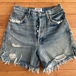 High-rise denim jean shorts